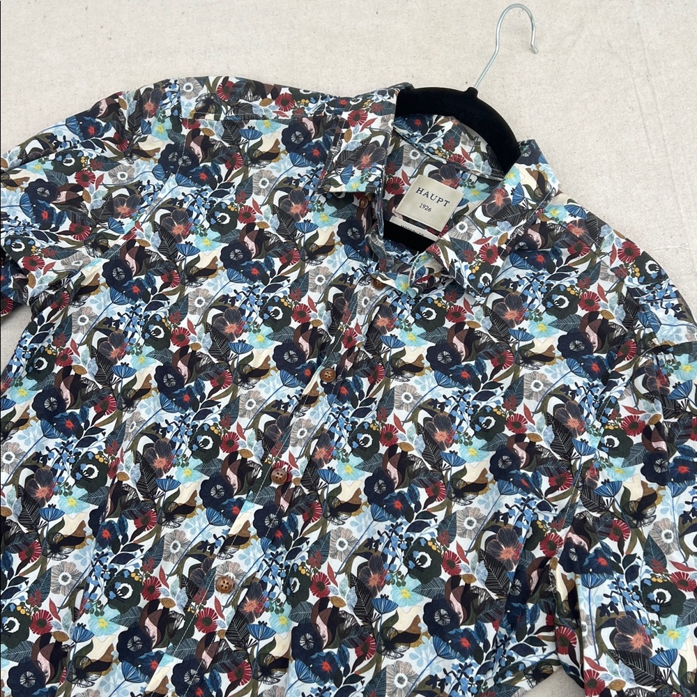 HAUPT Men's Floral Button-Down Shirt - Multicolor Blue & Brown